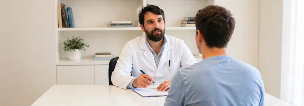 Dott. Roberto Pezzuto durante una visita chirurgica presso Studio Vircos a Roma San Giovanni