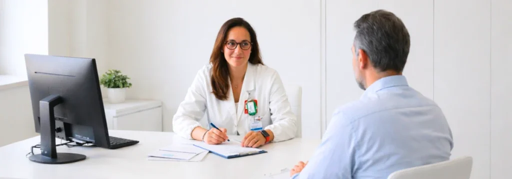Visita ortopedica oncologica a Roma San Giovanni presso Studio Vircos con la Dott.ssa Maria Silvia Spinelli e un paziente in studio
